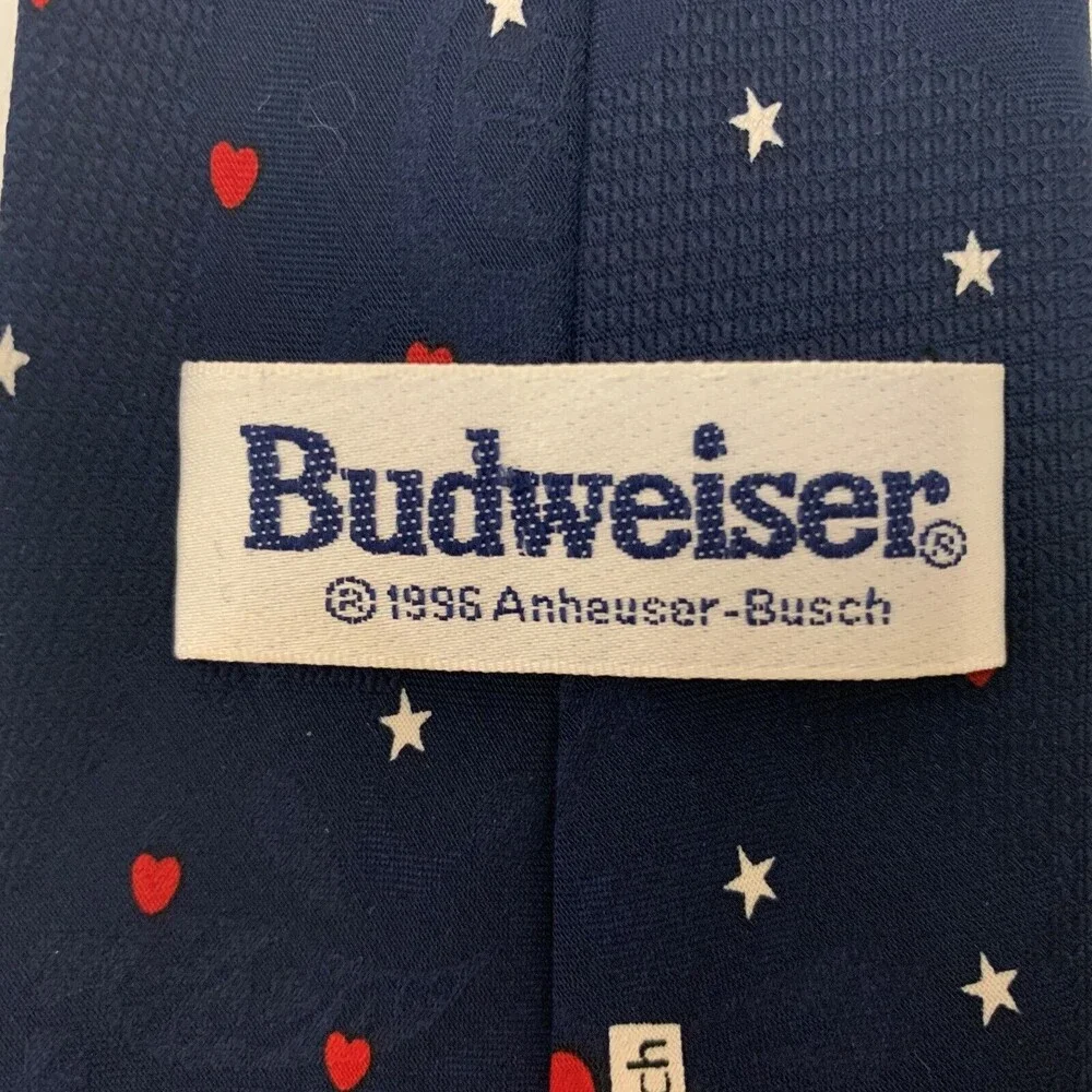 Budweiser Anheuser Busch Men's Tie‎ Frog Blue I Love You Man! Hearts Stars 1996